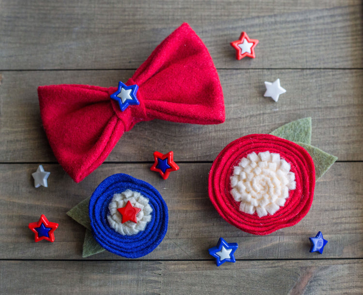 Red White and Blue Bow Tie, Fourth of July, Labor Day, USA, Pet Accessories , Dog Cat Bow Tie