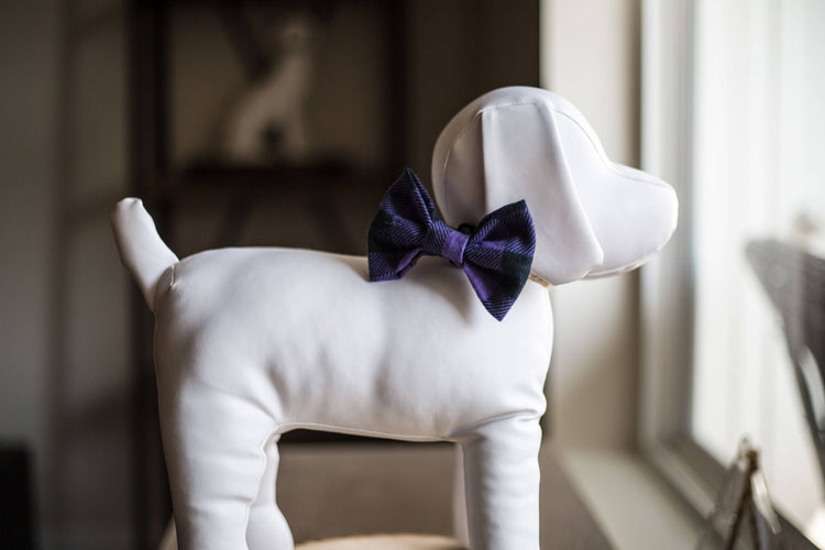 Purple Plaid Dog Bow Tie, Flannel Dog Bowtie, Plaid Dog Bow Tie, Plaid Dog Bowtie, Cat Bowtie, Fall Dog Bow Tie, Winter Dog Bow Tie
