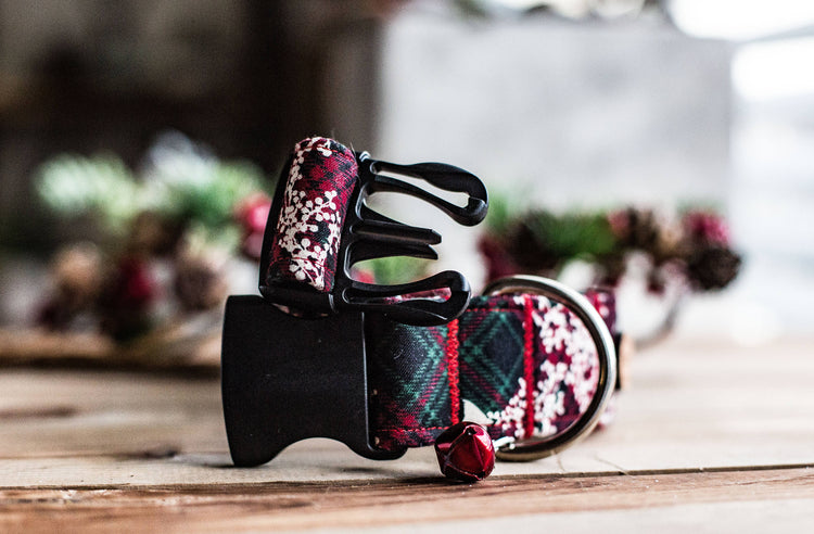 READY TO SHIP-Holly Berry-Christmas Plaid Dog Collar, Christmas Dog Collar, Holiday Gifts For Dogs Lovers, Dog Gifts, Holiday Gifts
