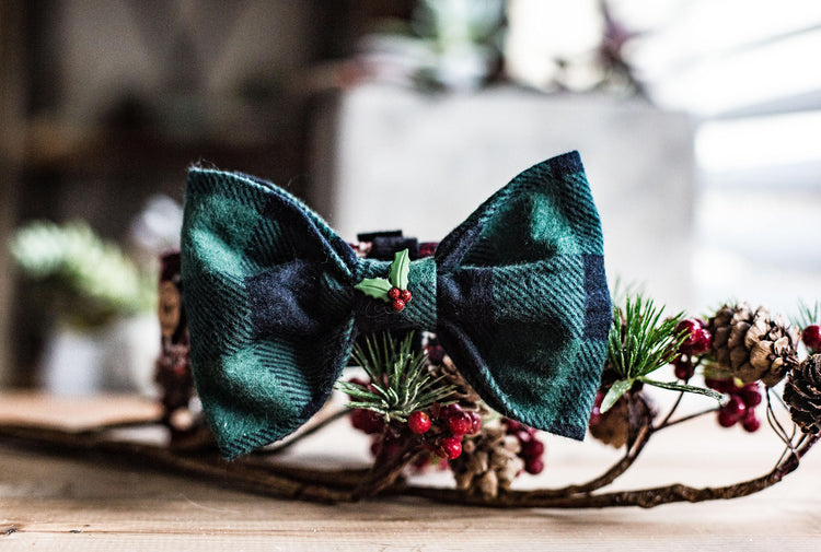 READY TO SHIP-Holly Berry-Christmas Plaid Dog Collar, Christmas Dog Collar, Holiday Gifts For Dogs Lovers, Dog Gifts, Holiday Gifts
