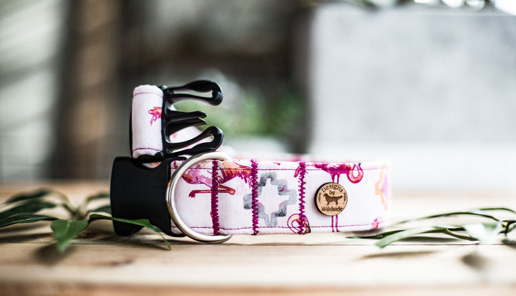 REAYD TO SHIP-Aztec Flamingo Dog Collar- 1" and 1.5" Width, Dog Collars, Flamingo, Gifts for dog lovers, Dog Gifts, Christmas Dog Collars