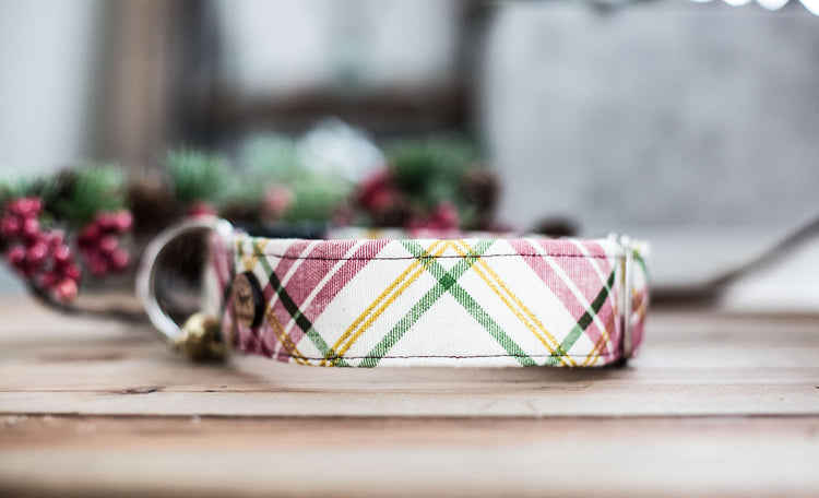 Christmas Dog Collar,Plaid Dog Collar, Christmas Collar, Dog Collar With Flower, Collar Flower, Girl Dog Collar, Christmas, Dog Collar