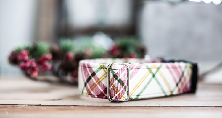 Christmas Dog Collar,Plaid Dog Collar, Christmas Collar, Dog Collar With Flower, Collar Flower, Girl Dog Collar, Christmas, Dog Collar