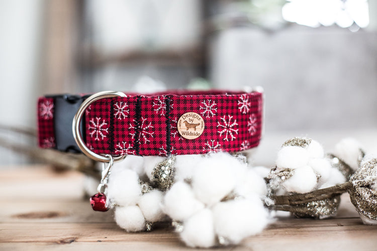 Buffalo Plaid Snow-1" & 1.5" Width, Holiday Gifts For Dogs Lovers, Dog Gifts, Holiday Gifts, Buffalo Plaid, Red Plaid Dog Collar