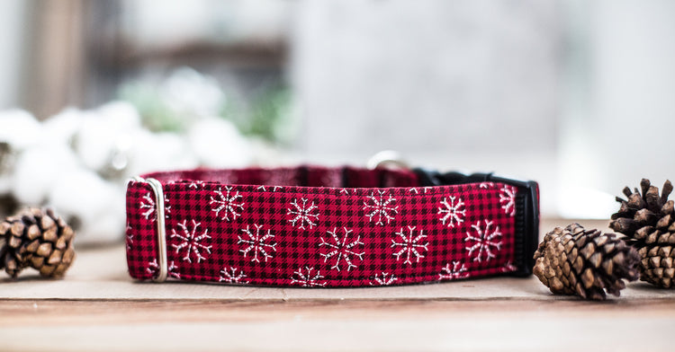 Buffalo Plaid Snow-1" & 1.5" Width, Holiday Gifts For Dogs Lovers, Dog Gifts, Holiday Gifts, Buffalo Plaid, Red Plaid Dog Collar