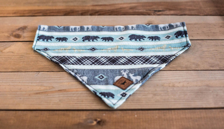The Blue Woodland Dog Bandana- Dog Bandana, Slip Over Collar, Christmas Dog Bandana, Woodland Dog Bandana, Deer Dog Bandana, Cat Bandana