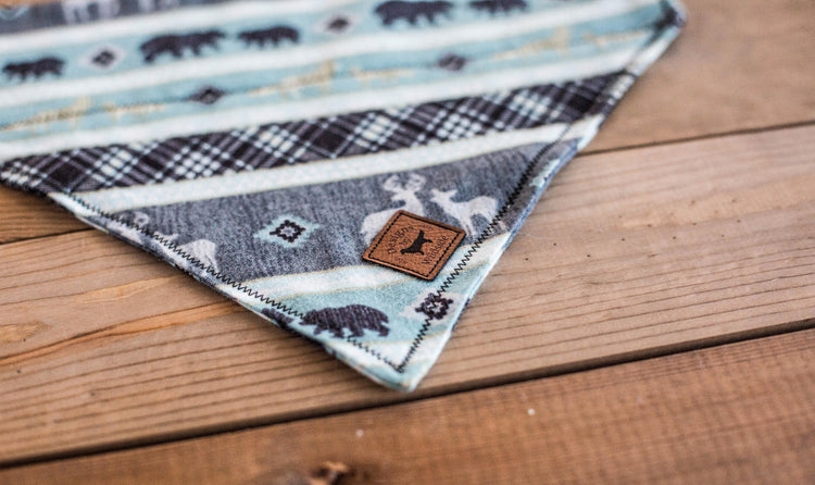 The Blue Woodland Dog Bandana- Dog Bandana, Slip Over Collar, Christmas Dog Bandana, Woodland Dog Bandana, Deer Dog Bandana, Cat Bandana