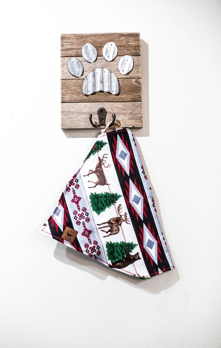 The Tribal Christmas Dog Bandana- Dog Bandana, Slip Over Collar, Christmas Dog Bandana, Woodland Dog Bandana, Deer Dog Bandana, Cat Bandana