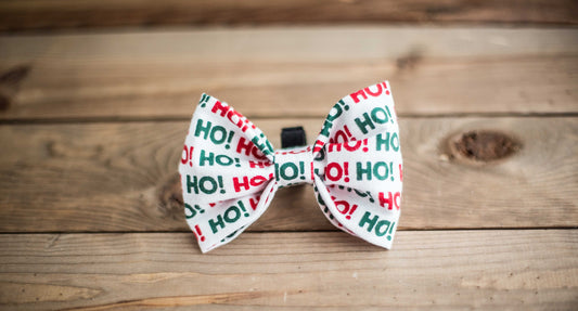 The Ho Ho Ho- Christmas Dog Bow Tie, Holiday Pet Bow Tie, Snow Flake Bow Tie, Deer Dog Bow Tie, Holiday Gifts for Pet Lovers