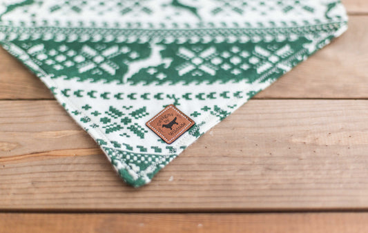 The 80's Christmas Dog Bandana- Dog Bandanas, Slip Over Collar, Christmas Dog Bandana, Woodland Dog Bandana, Deer Dog Bandana, Cat Bandana
