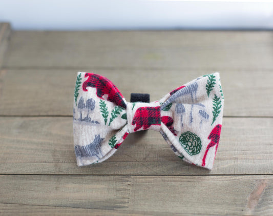 Christmas Dog Bow Tie, Holiday Pet Bow Tie, Woodland Bow Tie, Deer Dog Bow Tie, Holiday Gifts for Pet Lovers