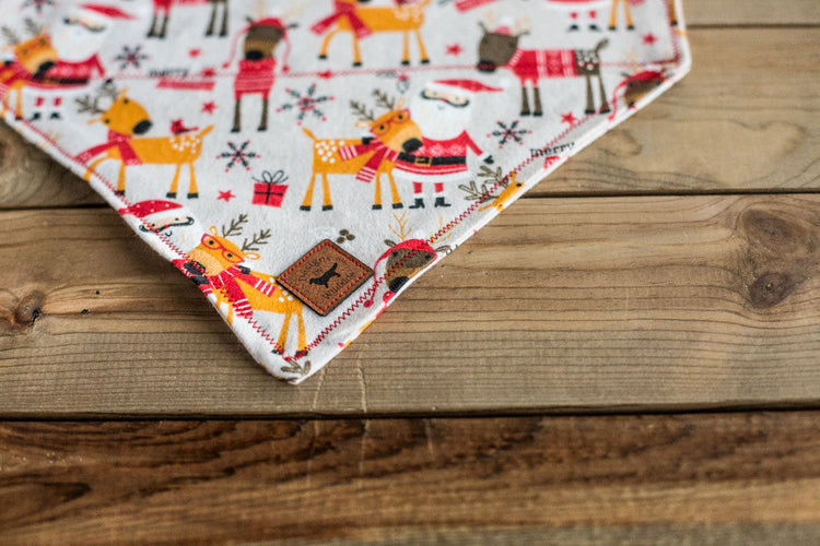 READY TO SHIP-The Santa Crew- Dog Bandana, Slip Over Collar, Christmas Dog Bandana, Santa Claus Dog Bandana, Reindeer Dog Bandana