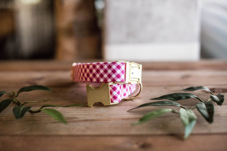 Dog Collar, Valentine's Day Collar, Pink Collar, Girl Collar, Cat Collar, Girly Collar, Gingham Collar, Pink Plaid Collar, Pink Plaid Collar