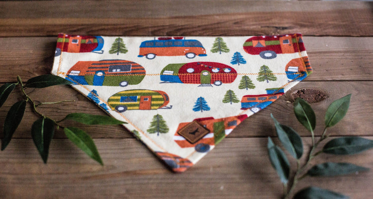 READY TO SHIP! Large Dog Bandana, Over The Collar Bandana, Camper Bandana. Rv Camper, Hiking Bandana, Camping Bandana