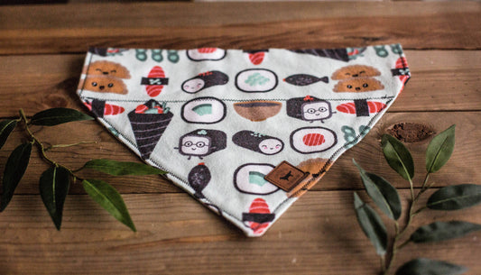 READY TO SHIP! Large Dog Bandana, Over The Collar Bandana, Sushi Bandana, Sushi, Food Bandana
