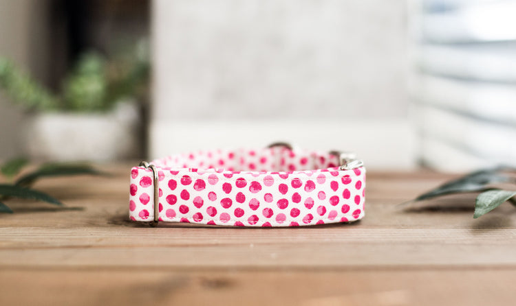 Dog Collar, Valentine's Day Collar, Pink Collar, Girl Collar, Cat Collar, Girly Collar, Polka Dot Collar, Pink Collar
