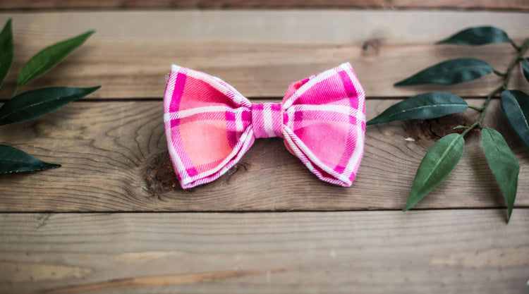 Bow Tie, Dog Bow Tie, Valentines Bow Tie, Valentines Day Bow Tie, Pink  Bow Tie, Bow Tie, Girl Bow Tie, Pink Bow Tie,Pink Plaid Bow Tie