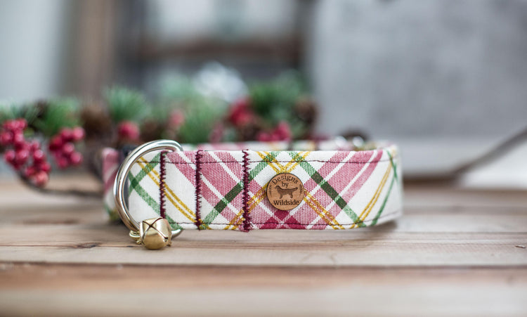 Christmas Dog Collar,Plaid Dog Collar, Christmas Collar, Dog Collar With Flower, Collar Flower, Girl Dog Collar, Christmas, Dog Collar