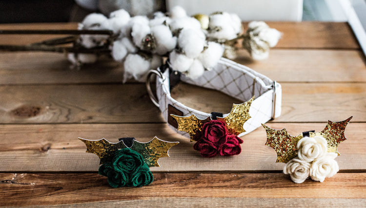 Dog Collar Flower,Holiday Dog Collar Flower, Dog Collar, Christmas Dog Collar Flower, Girly Dog Collar, Girl Dog Collar,Gifts for Pet Lovers