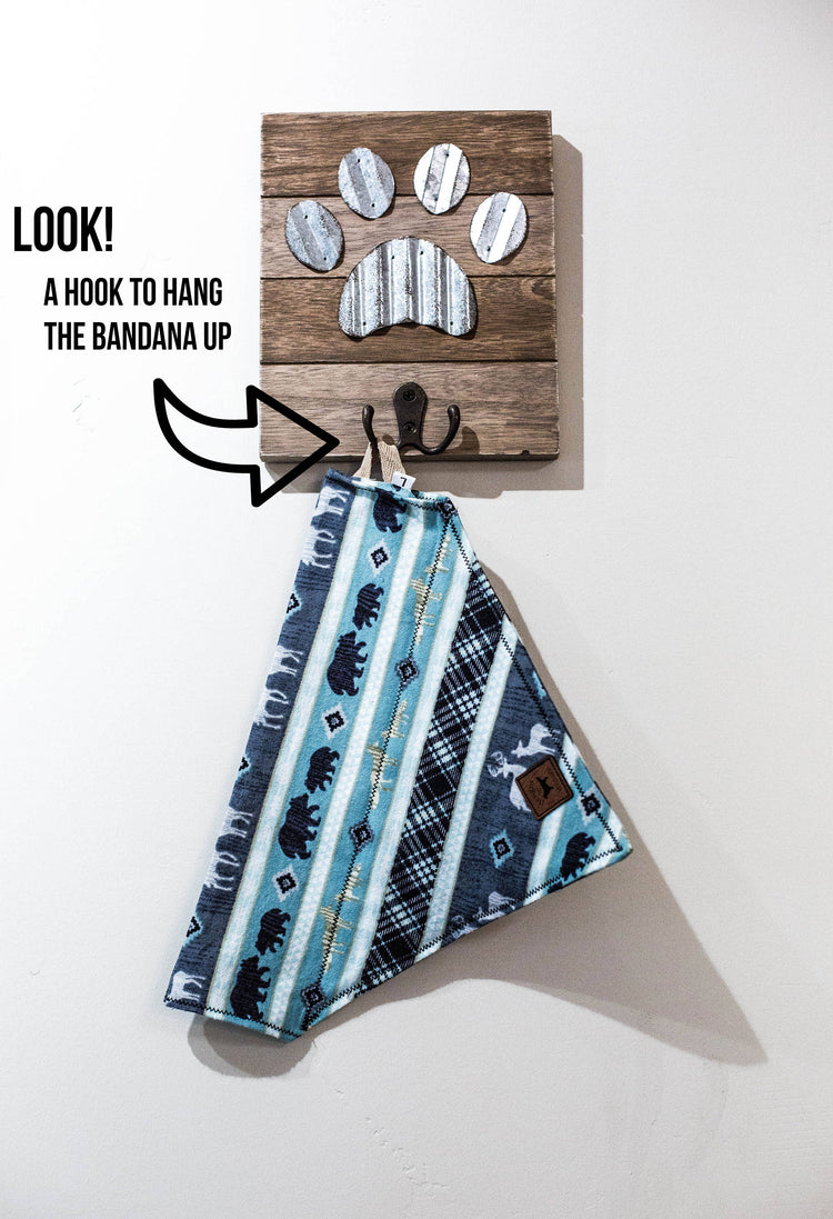 The Blue Woodland Dog Bandana- Dog Bandana, Slip Over Collar, Christmas Dog Bandana, Woodland Dog Bandana, Deer Dog Bandana, Cat Bandana