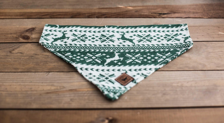 The 80's Christmas Dog Bandana- Dog Bandanas, Slip Over Collar, Christmas Dog Bandana, Woodland Dog Bandana, Deer Dog Bandana, Cat Bandana