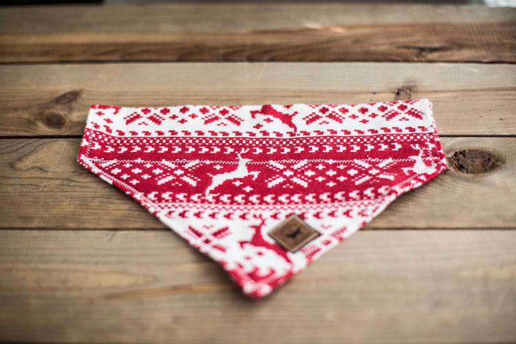 The 80's Christmas Dog Bandana- Dog Bandanas, Slip Over Collar, Christmas Dog Bandana, Woodland Dog Bandana, Deer Dog Bandana, Cat Bandana