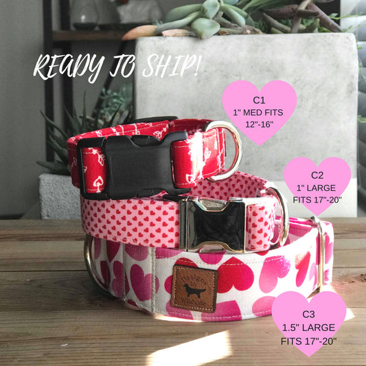 Ready to ship- Valentine's Day Collection, Dog Collars, Collar Flower, Dog Bow Tie