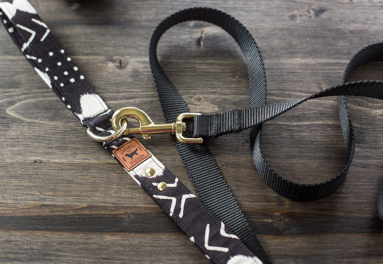 Dog Collar | Dog Leash | Collar Leash Set | Collar and Leash Set | Black and White Dog Collar | Moon Dog Collar | Gold Dog Collar