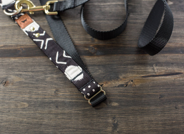 Dog Collar | Dog Leash | Collar Leash Set | Collar and Leash Set | Black and White Dog Collar | Moon Dog Collar | Gold Dog Collar