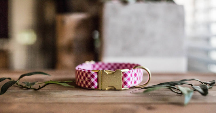Dog Collar, Valentine's Day Collar, Pink Collar, Girl Collar, Cat Collar, Girly Collar, Gingham Collar, Pink Plaid Collar, Pink Plaid Collar