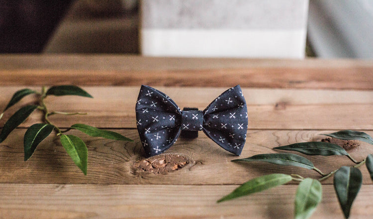 Dog Collar, Boy Dog Collar, Blue Dog Collar, Puppy Collar, Collar and Bowtie, Bowtie Collar, Collar with Bow Tie, Arrow Collar, Blue Collar