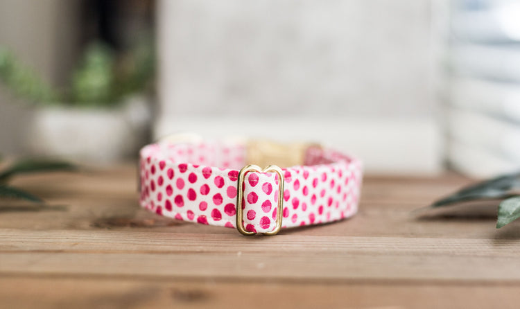 Dog Collar, Valentine's Day Collar, Pink Collar, Girl Collar, Cat Collar, Girly Collar, Pink Polka Dot Collar, Pink Collar