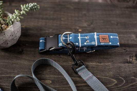 Dog Collar | Dog Leash | Collar Leash Set | Collar and Leash Set | Boy Dog Collar | Blue  Dog Collar | Navy Dog Collar | Boho Dog Collar