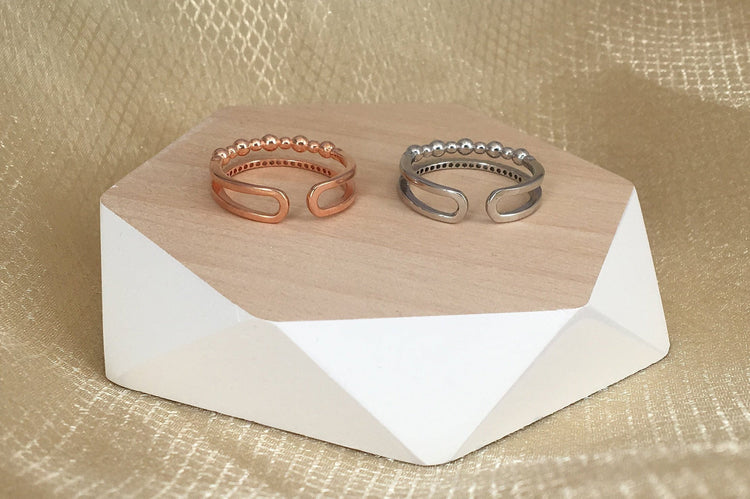 Two Layers Stackable Thin Ring - S925 Sterling Silver Dainty Ring - Ring for Women - Simple Ladies Ring - Rose Gold or Silver Color