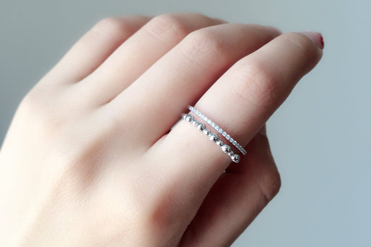 Two Layers Stackable Thin Ring - S925 Sterling Silver Dainty Ring - Ring for Women - Simple Ladies Ring - Rose Gold or Silver Color