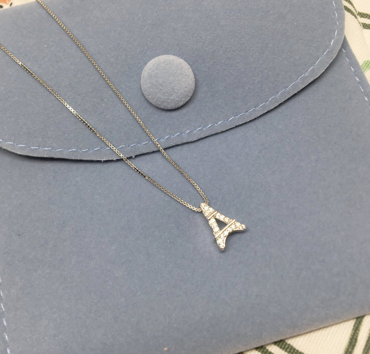 Eiffel Tower Pendant Necklace - Gift for Her - 925 Sterling Silver
