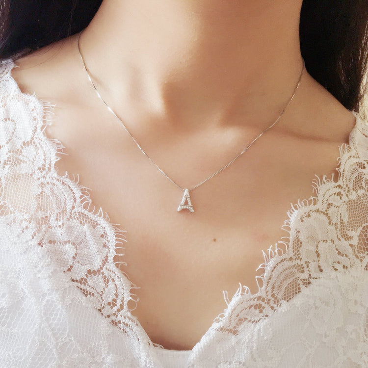 Eiffel Tower Pendant Necklace - Gift for Her - 925 Sterling Silver