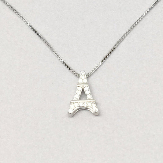 Eiffel Tower Pendant Necklace - Gift for Her - 925 Sterling Silver