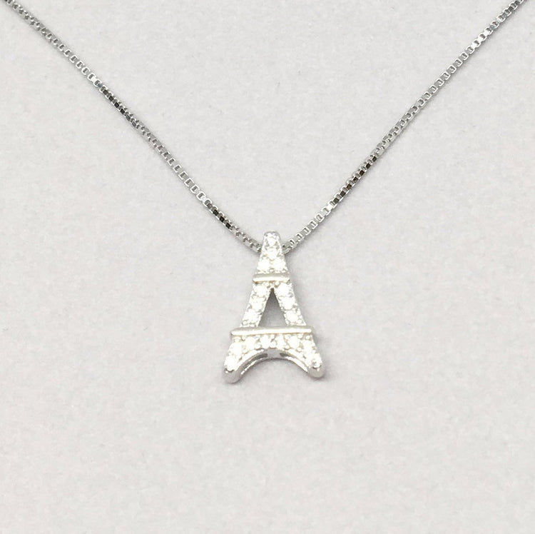 Eiffel Tower Pendant Necklace - Gift for Her - 925 Sterling Silver