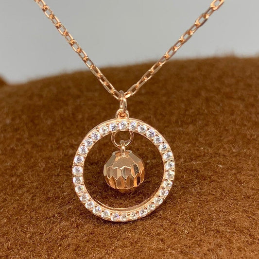 Bell Charm Necklace, Jingle Bell, Sterling Silver Bell Necklace, Wreath Stud, Circle Pendant Necklace, Gift For Her, 925 Sterling Silver