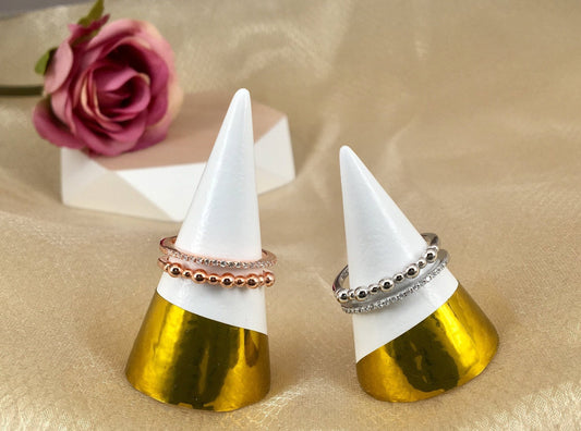 Two Layers Stackable Thin Ring - S925 Sterling Silver Dainty Ring - Ring for Women - Simple Ladies Ring - Rose Gold or Silver Color