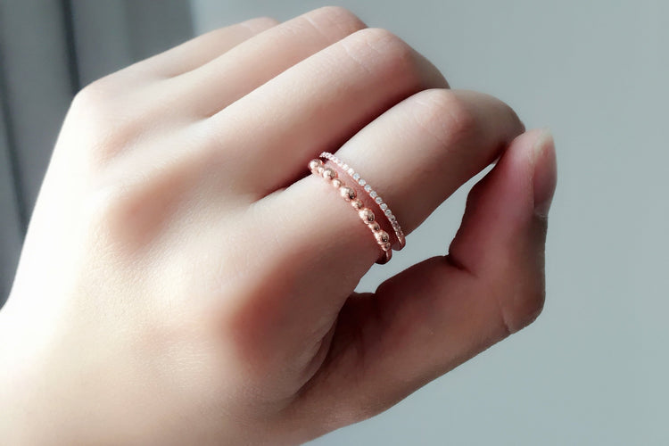 Two Layers Stackable Thin Ring - S925 Sterling Silver Dainty Ring - Ring for Women - Simple Ladies Ring - Rose Gold or Silver Color