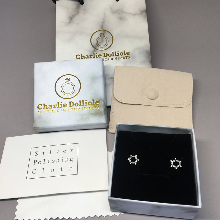 Wreath Stud Earrings - 925 Sterling Silver - Dainty and Simple Style - Earrings for Women - Gift for Her
