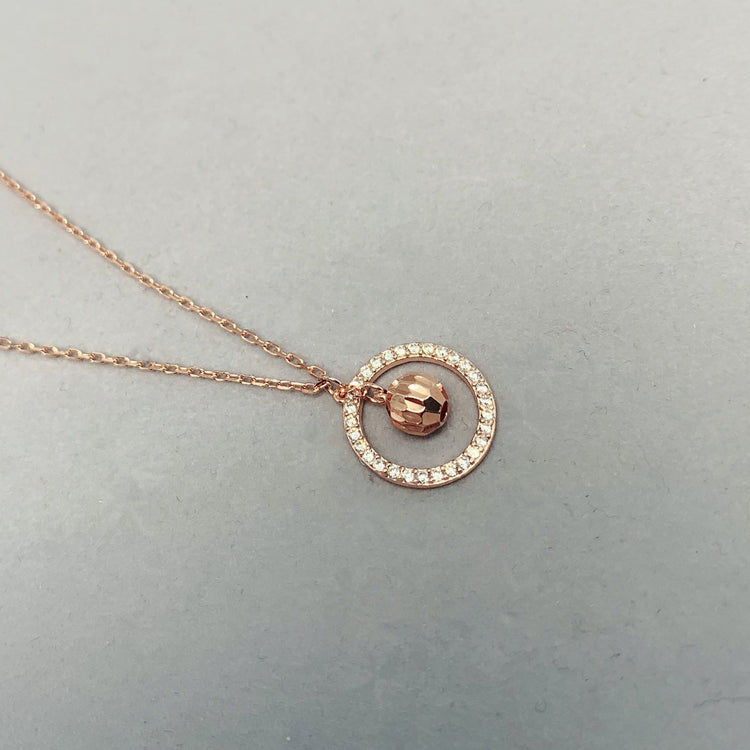 Bell Charm Necklace, Jingle Bell, Sterling Silver Bell Necklace, Wreath Stud, Circle Pendant Necklace, Gift For Her, 925 Sterling Silver