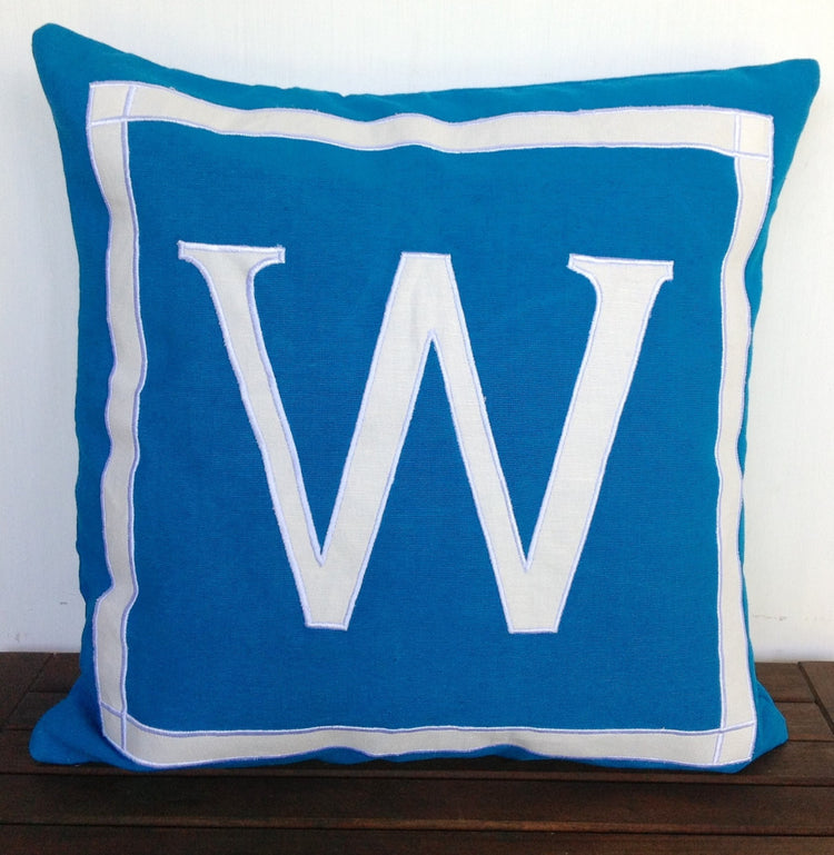 30% OFF Luxury birthday gift for her, Monogram Blue Throw Pillows, Monogram Turquoise blue Pillow cover 18" x18"