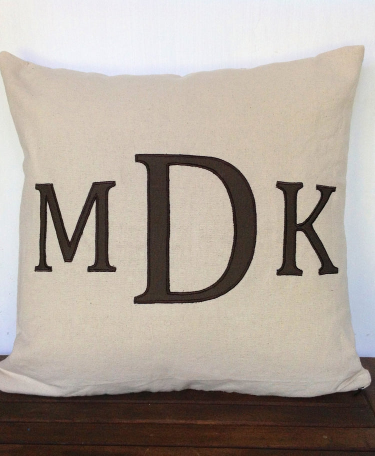 Great gift ideas for her birthday, Three Letter Pillows, Personalized monogram covers 16x16