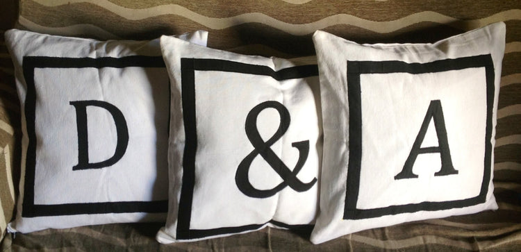 30% OFF Personalize Pillows, Monogram pillow covers, Custom three pillow covers, 14x14, Anniversary Gift