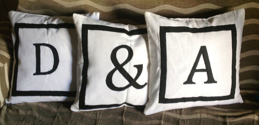 30% OFF Personalize Pillows, Monogram pillow covers, Custom three pillow covers, 14x14, Anniversary Gift