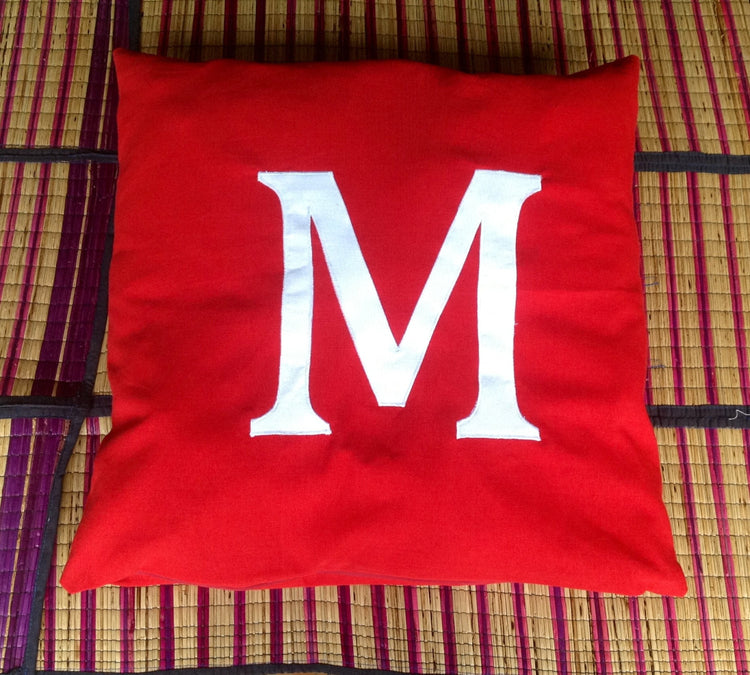 Euro Sham Monogram Covers Made to Order 65cmx65cm-Red and White 26 inches