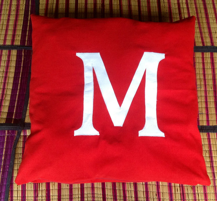 Euro Sham Monogram Covers Made to Order 65cmx65cm-Red and White 26 inches